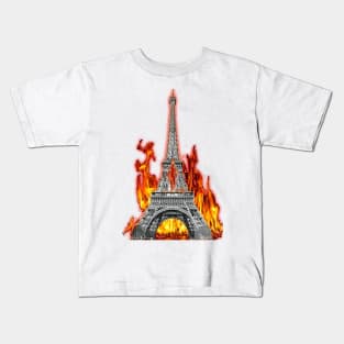 Fired Eiffle Tower Kids T-Shirt